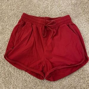 Red Drawstring Dolphin Shorts